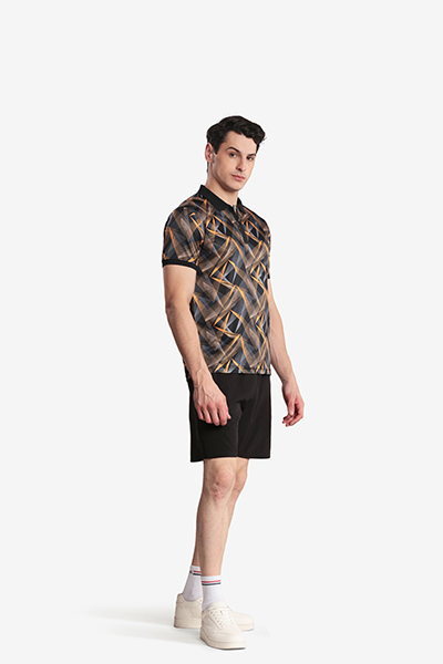 Men's Printed Polo Neck T-Shirt
