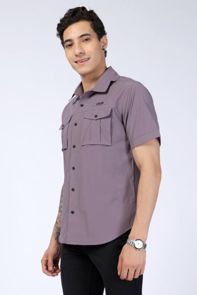 Men's Purple Outdoor Shirt with Front Utility Pockets