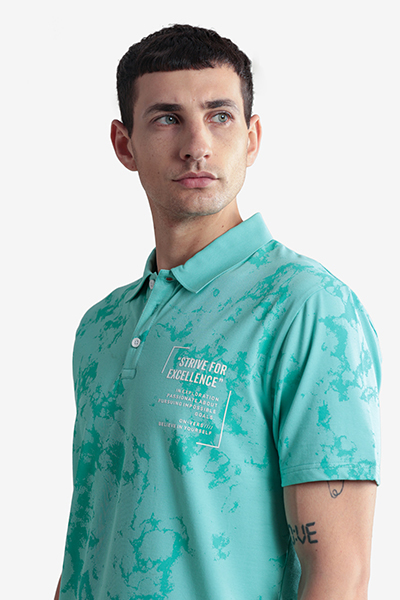 Men's Printed Polo Neck T-Shirt